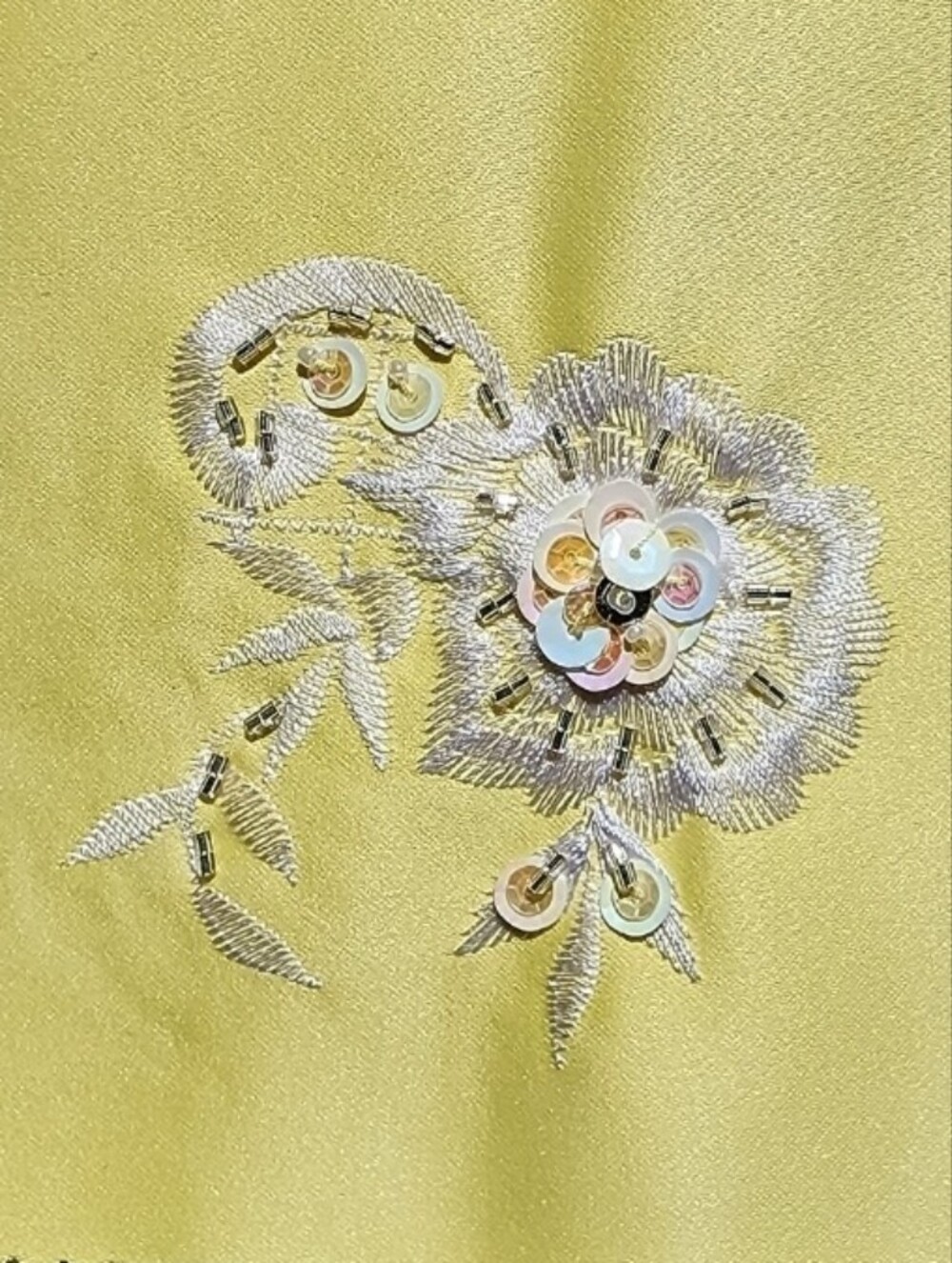 Yellow Embroidered Floral Appliqué with Sequins